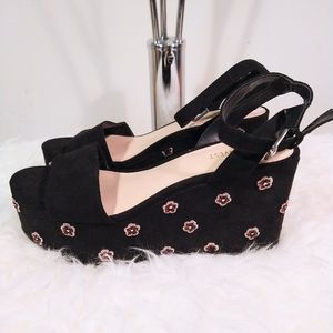 90s chunky platform shoes, Mary jane, sandal, dress shoe, flower stitching